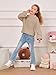 Imily Bela Girls Sweaters Kids Casual Bell Sleeve Knit Pullover Jumper Tops Khaki