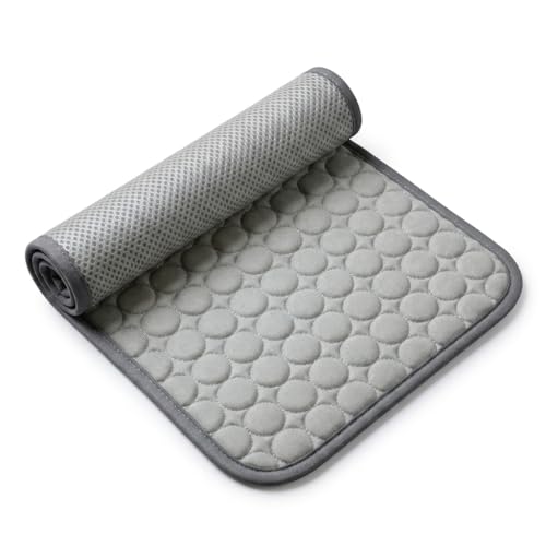 Pawlab Dog Cooling Mat - No Freeze Needed Self-Cooling Pad for Dogs Washable Portable for Crate Kennel Car Sofa Bed Floor Indoor Outdoor Summer Use (Gray XL)