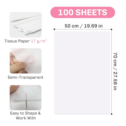 MFUSUL Seidenpapier Weiß, 100 Blatt 50 x 70 cm, Seidenpapier Verpackungsmaterial als Verpackungspapier für Geschenk, Deko, Hochzeit, Basteln & Versand