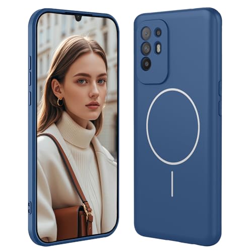 GOGME Liquid Silicone Cover per OPPO A94 5G Con Custodia Elegante e Shockproof Case, Slim Design, Compatibile Con MagSafe - Blu
