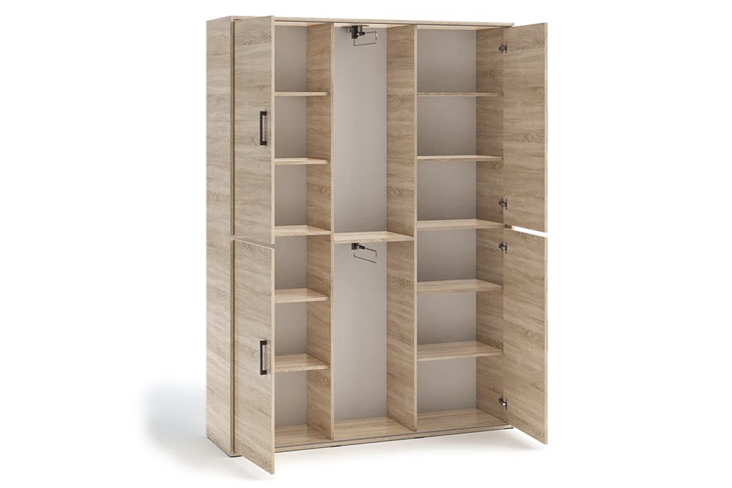 MargaretHadas24 Garderobenschrank Vanessa III 150 cm Garderobe Schrank Spiegel Schlafzimmer Jugendzimmer (Sonoma, 150 cm)