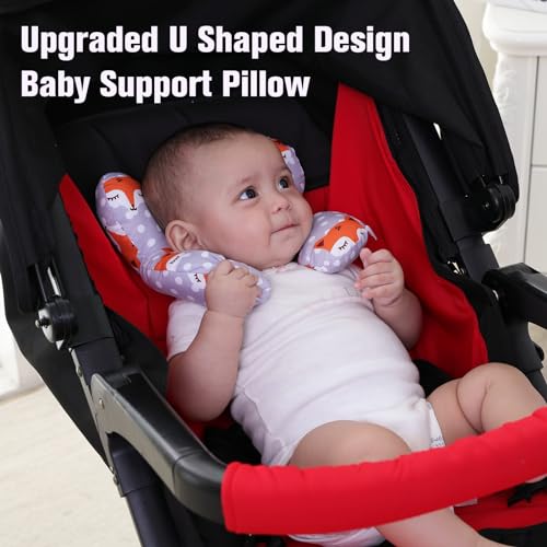 Image of KAKIBLIN Baby Travel Pillow, Upgraded Baby Neck Pillows for Car Seat, Infant Neck Support Pillow for Head and Neck,Newborn Head Support for Car Seat,Pushchair
