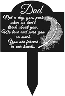 ARNCR Memorial Grave Metal Waterproof Memorial Sympathy Remembrance Plaque Stake Marker for Cemetery Black Memorial Garden Stake Garden for Grave Outdoors Yard Garden Cemetery Decoration (Feather)