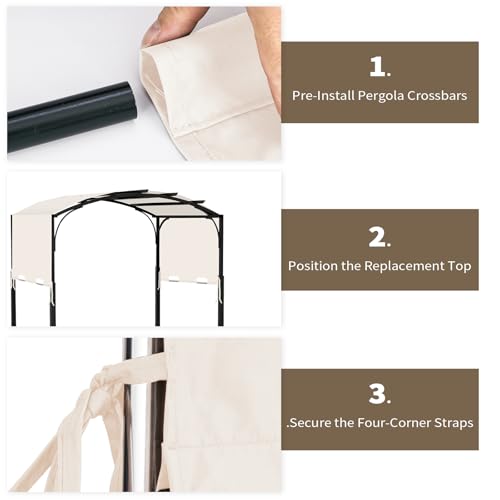 Image of 85 inchx 208 inch Universal Pergola Shade Cover, Garden Shade Replacement for 17x7.4 Ft Outdoor Pergola Structure, Patio Gazebo Canopy, Porch, Balcony Waterproof Top (Cover Only, Beige)