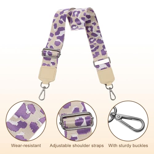 Image of uxcell Wide Shoulder Strap, 5cm Adjustable Purse Strap Replacement Crossbody Strap for Shoulder Bag Wallets, Light Purple, Black Square Mouth Buckle