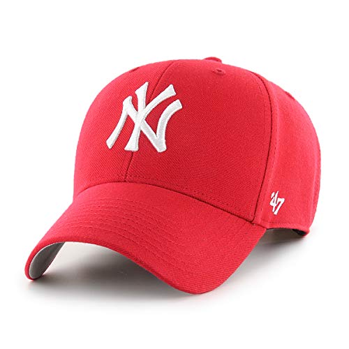 '47 MLB New York Yankees MVP Unisex-Baseballkappe, Verstellbar, Hochwertiges Design und Verarbeitung, White Logo, Red