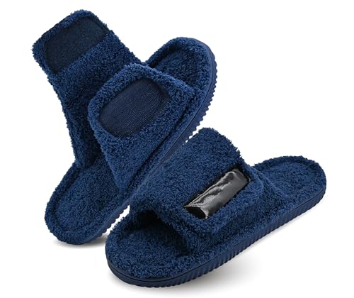 Image of Panda Bros Adjustable House Slippers for Men Soft Open Toe Breathable Indoor Outdoor Slip on Slides Slippers with Memory Foam for Home Bedroom