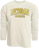 Michigan Wolverines NCAA Officially Licensed Long Sleeve T-Shirt Ivory Dyed Ringspun Vintage, Small