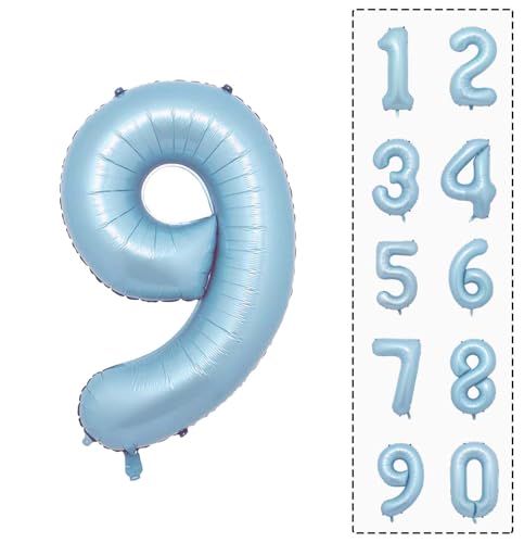 HEIPINIUYE Globo número 9 de 40 pulgadas, globo de aluminio de Mylar para niños y niñas, 9º cumpleaños, boda, aniversario, fiesta, suministros de decoración de globos de números grandes