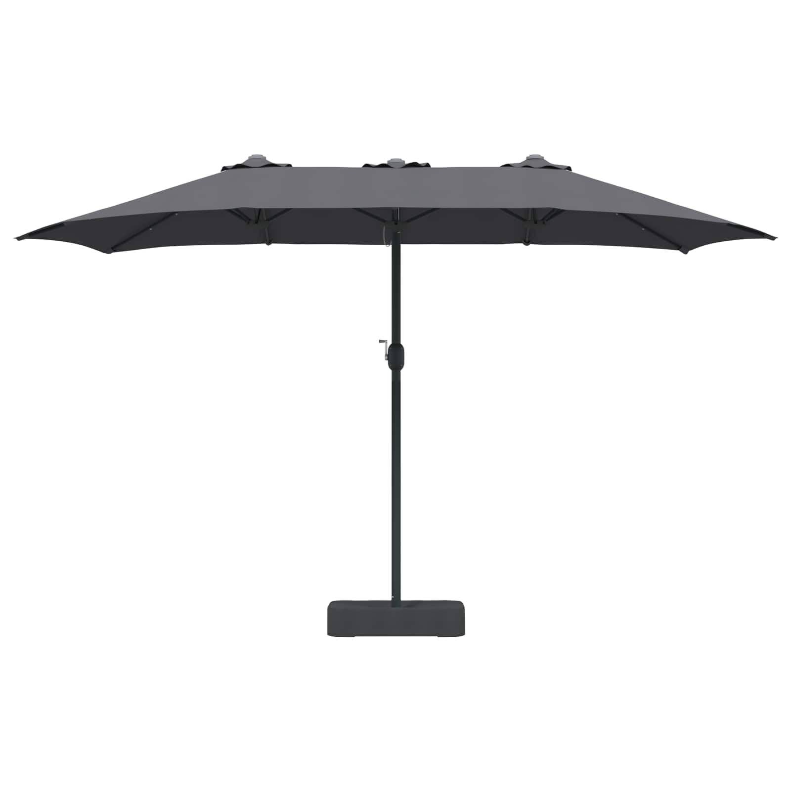 Sombrilla de jardín antracita 385 x 209 x 244 cm, poliéster resistente a los rayos UV, plegable con manivela, iluminación LED solar para terraza, balcón y jardín