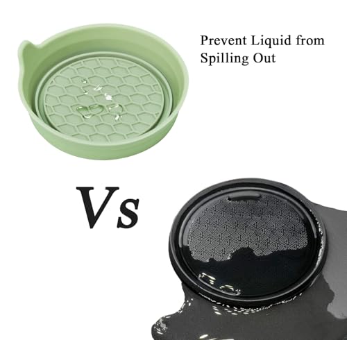 Image of Amooca 2-Pack Car Cup Coaster Silicone Spill-Proof Cup Holder Inserts | Universal Fit Most Car SUV Truck, Deep Cup Design, Heat Resistant, Non-slip, Easy Clean, Car Interior Accessories, Tea Green