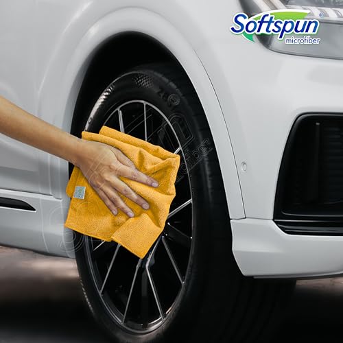 Image of SOFTSPUN MICROFIBER CAR CLEANING,DETAILING & POLISHING CLOTH - 40x60 CMS - ORANGE (3)