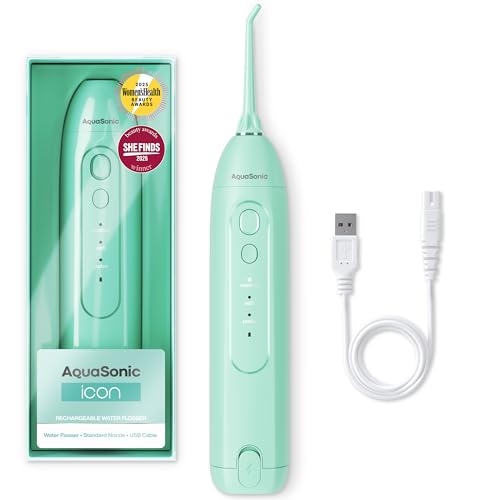 AquaSonic Icon Water Flosser for Teeth – Cordless Rechargeable Oral Irrigator – Waterproof,...