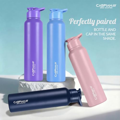 Image of CASPIAN / / / Hike Stainless Steel Sipper Water Bottle (ECPV, 1 Litre, Set of 4)| Leak Proof Thunder for Fridge Home Office Travel School Kids Boys Girls Adults Sports Gym Yoga