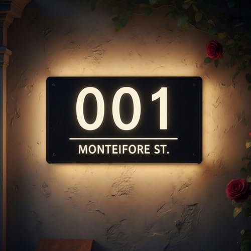 Image of THE GRANDEUR Acrylic Personalized Name Plate for Home Entrance Outdoor Led, Offices Signs | Customized Led Name Plate House | Brand Outlets | Corporate Offices (15 x 30 cm)