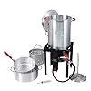 FEASTO 4 in 1 Turkey and Fish Fryer Set with 30 Qt & 10 Qt Aluminum Pots, Electronic ignition Outdoor Propane Gas Cooker with Adjustable 0-10 PSI Regulator, Non-Assembly Frame Stand