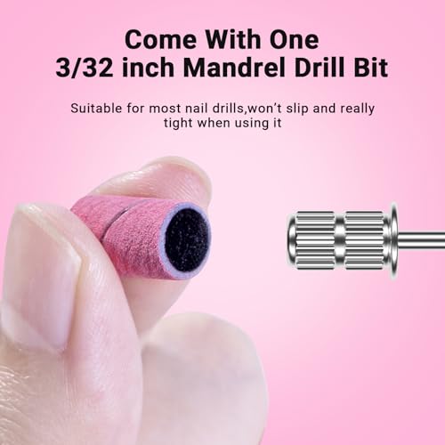 Image of MelodySusie 100 Pcs Nail Drill Bits Sanding Bands for Nail Drill 240 Extreme Fine Grit Nail File Sanding Bands for Acrylic Nails Gel Manicures and Pedicure,Light Pink