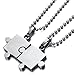 Fengteng Brillant Scie Sauteuse Puzzle Les Amoureux Des Couples Bijoux Collier Avec Pendentif en titane Acier Personnalisé pour 2 (Argent)
