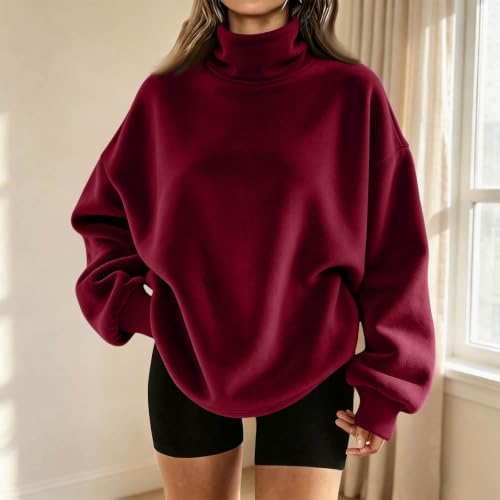 Oversized Sweatshirts for Women Mock Neck Pullover Tops Pullover Baggy - image 2