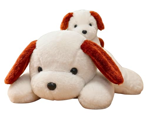 Image of Tickles Adroable Lying Dog with Baby Soft Stuffed Plush Animal Toy for Kids Boys & Girls Birthday Gifts (Size: 40 cm Color: White)