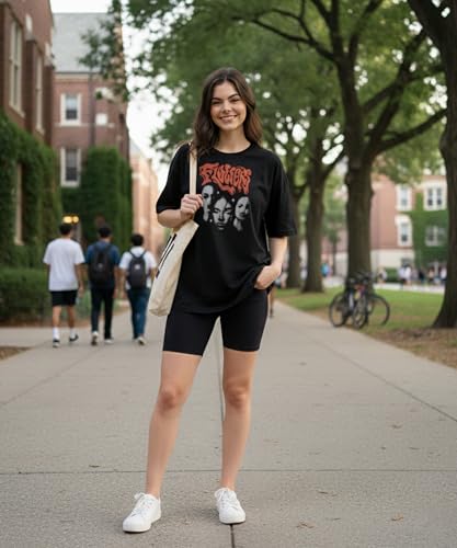 Image of SHODOX Women's Cotton Blend Oversized Drop Shoulder Printed T-Shirt | Soft, Breathable & Light Weight | Loose Fit Stylish Top for Girls with Premium Graphic Print