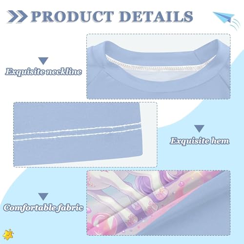 Cute Cartoon Unicorns Hearts Girl Bathing Suit Sun Protection Tshirts Swimwear Beach Tops 3T3