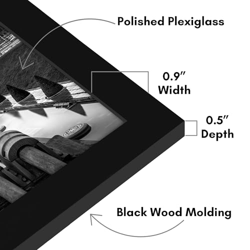 Image of Americanflat 14x17 Poster Frame - Black Engineered Wood with Polished Plexiglass - Wide Picture Frame for Vertical or Horizontal Wall Display - Epic Collection - Black