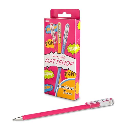 Set de bolígrafos Pentel Mattehop gel 7 colores