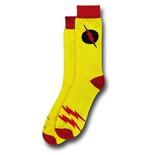 SuperHeroStuff Men's Reverse Flash Classic Logo Crew Socks, 6-12 - Yellow2