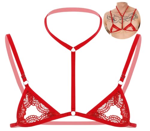 Men's Sissy Bra Lingerie Lace Floral Bikini Top Crossdressing Bralette Sleepwear Nightwear S-XL