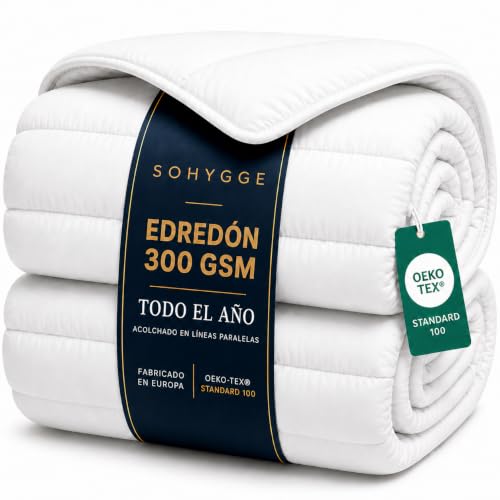 SOHYGGE - Edredon Cama 90-100% Microfibra - 300 gsm - Relleno nordico Cama 80/90 - Edredones Infantil Juvenil Otoño - Invierno 140 x 200 cm 4 Estaciones