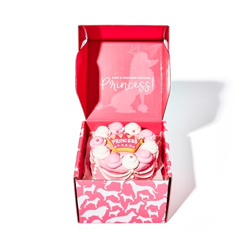 Image of Thoughtfully Pets, Pink Princess Dog Birthday Gourmet Mini Cookie Cake, Peanut Butter Flavored, Hand Decorated Hollow Biscuit Cake for Any Breed