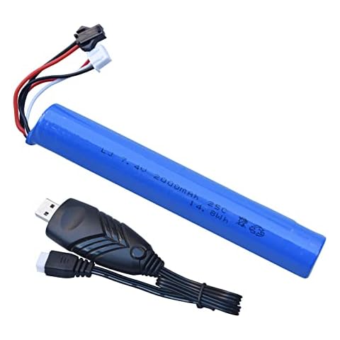 funkawa Water Bead Gel Ball Blaster 7.4V 2000mAh Rechargeable Battery with Charging Cable, Airsoft Gel Ball Blaster Battery Compatible with SRB400, SRB-400 SUB and SRB1200 (1-Pack) Cover