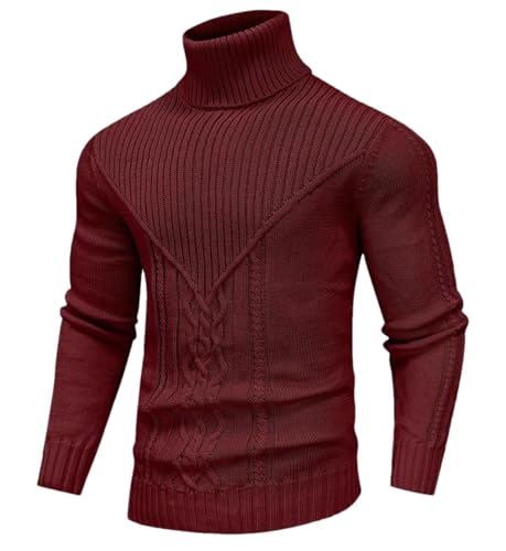 Men's Chunky Knit Crewneck Sweater Spring Slim Fit Pullover Long Sleeve Cable Knit Casual Sweaters