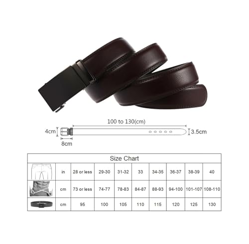 Men's 3.5cm Leather Belt with Cowhide Strap 130cm Long Non-Porous Automatic Buckle Business Trouser Accessory4