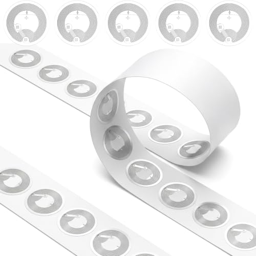 50 Pcs NFC Tags Sticker with NTAG215 Chip NFC Stickers Adhesive Labels Transparent RFID Tags Rewritable 504 Bytes Memory Suitable for All NFC-Enabled Devices and Smartphones