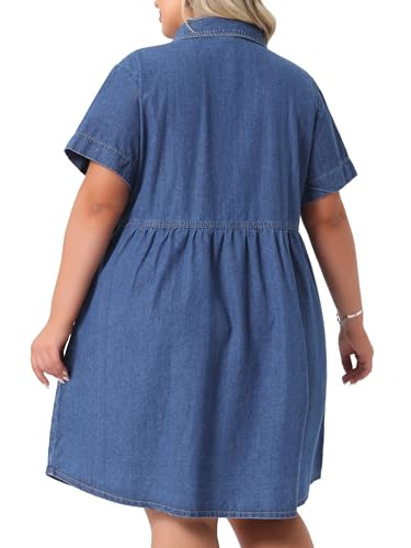 Image of Agnes Orinda Denim Dress for Women Plus Size Button Down Babydoll Sundress Jean Dress with Pockets 2026 Vacation
