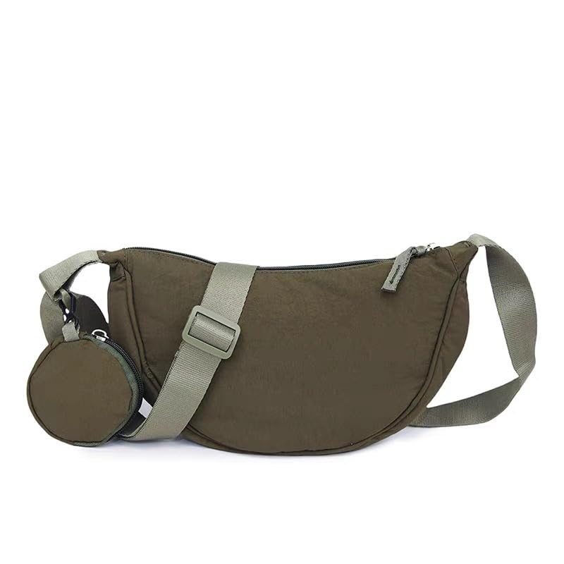 Image of Crossbody Bag with Coin Purse Hobo Sling Crescent Bag Women Men Trendy Small Nylon Shoulder Bag Purse Adjustable Strap