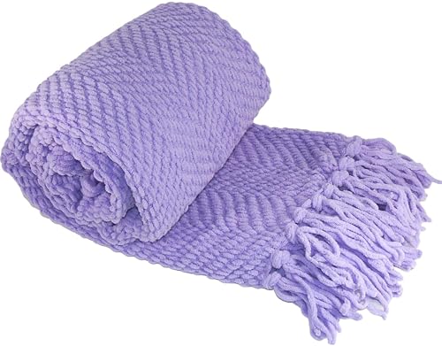 Home Soft Things Purple Throw Blanket Knitted...