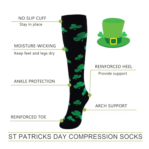 Image of Junely Compression Socks for Women Knee High Festival for Running Athletic Nurses Pregnant Women Work Support Travel Flight