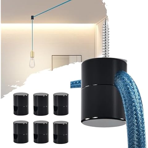 Adcssynd 6 Pack Aluminum Swag Hooks for Ceiling Hanging, Swag Hook Super Load, Black Ceiling Hooks for Hanging Lights, Swag Lamp Hooks, Modern Swag Hooks for Ceiling Hanging- Easy to Use Cover