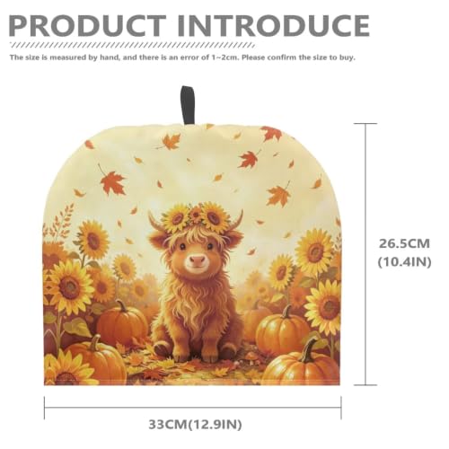 Image of Highland Cow Sunflower Tea Cosy Fall Home Kitchen Accessory Tea Pot Dust Cover Breakfast Warmer Insulated Kettle Cover Thanksgiving Decor