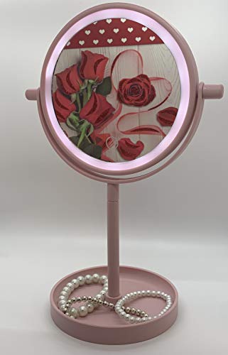 Espejo de maquillaje redondo con luz LED Vanity miniatura 1