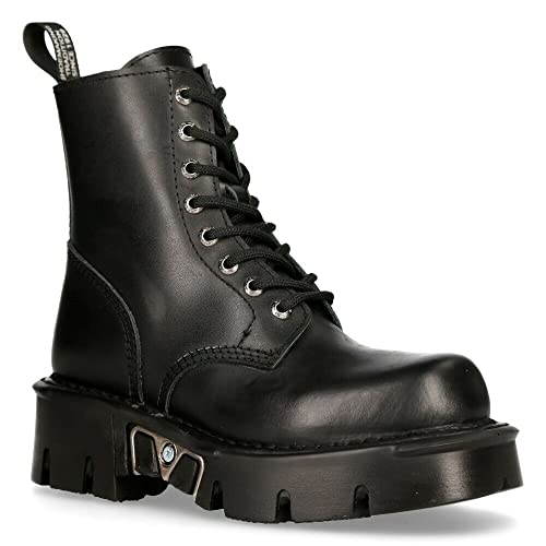 New Rock MILI-084N-S3 Black Gothic Boots Fashion Military Men's 8 Hole Biker Shoes Goth