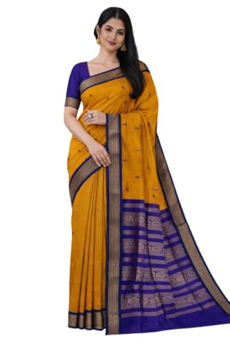 Image of South Cotton Gadwal Saree for Women | Celebrity Inspired Traditional Ethnic Wear | Chettinad & Kalyani Cotton Sarees | Soft Cotton Saree with Blouse Piece