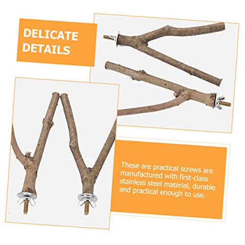 Image of balacoo Bird Cage Perch Screws and Nuts Kit Bird Perch Fixing Accessories with 8 Screws 16 Gaskets 8 Fixing Caps Stainless Steel Cage Hardware for Stand Installation and Repair