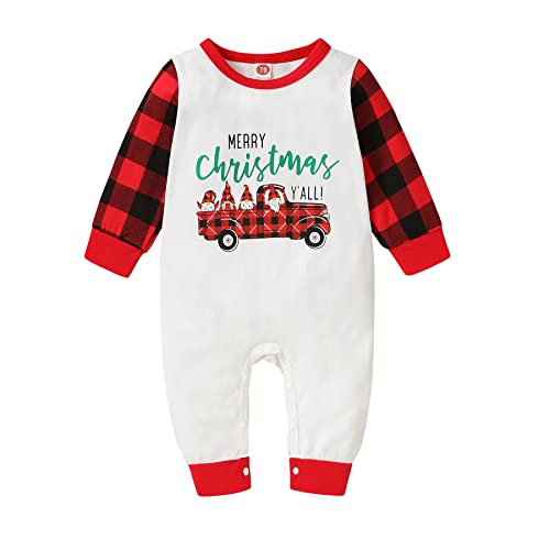 Image of YOUNGER STAR Infant Newborn Baby Christmas Outfit Stripe Bodysuit Winter for Boys Girls Romper Clothing Set