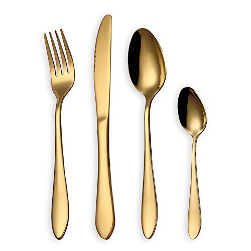 HOMQUEN Set Posate Oro 24 Pezzi
