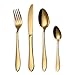 HOMQUEN Servizio di Posate, Set di Posate d'oro, Servizio di Set in Acciaio Inox per 6 Persone, Posate da tavola da 24 Pezzi