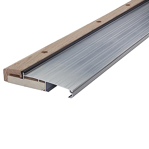 Image of M-D Building Products 78600 5-5 /8 in. x 1-1 /8 in. x 36 in. Silver Adjustable Aluminum & Hardwood Threshold Kit - Versatile Solution for French and Exterior Doors
